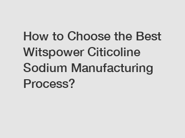 How to Choose the Best Witspower Citicoline Sodium Manufacturing Process? How to Choose the Best Witspower Citicoline Sodium Manufacturing Process?
