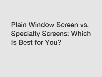 Plain Window Screen vs. Specialty Screens: Which Is Best for You?