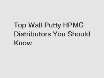 Top Wall Putty HPMC Distributors You Should Know