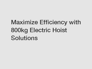Maximize Efficiency with 800kg Electric Hoist Solutions
