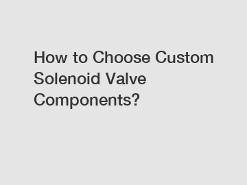How to Choose Custom Solenoid Valve Components?