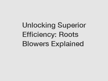 Unlocking Superior Efficiency: Roots Blowers Explained