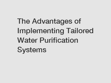 The Advantages of Implementing Tailored Water Purification Systems