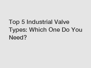 Top 5 Industrial Valve Types: Which One Do You Need?