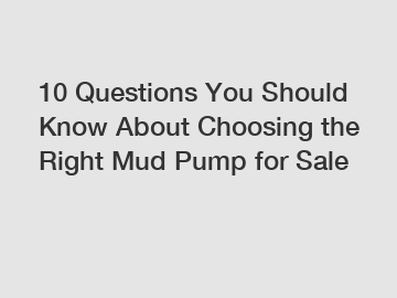 10 Questions You Should Know About Choosing the Right Mud Pump for Sale