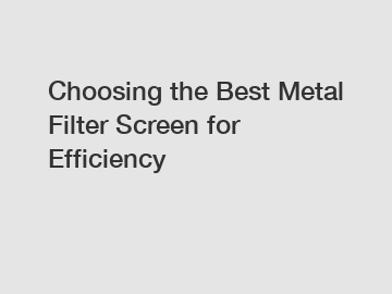 Choosing the Best Metal Filter Screen for Efficiency