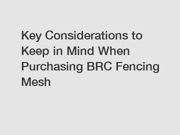 Key Considerations to Keep in Mind When Purchasing BRC Fencing Mesh