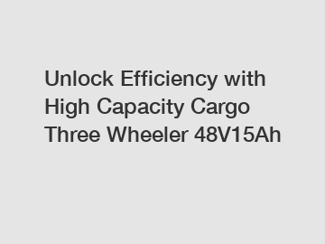 Unlock Efficiency with High Capacity Cargo Three Wheeler 48V15Ah