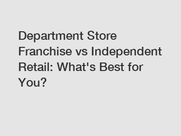 Department Store Franchise vs Independent Retail: What's Best for You?