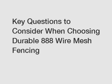 Key Questions to Consider When Choosing Durable 888 Wire Mesh Fencing