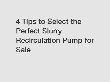 4 Tips to Select the Perfect Slurry Recirculation Pump for Sale