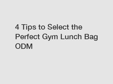 4 Tips to Select the Perfect Gym Lunch Bag ODM