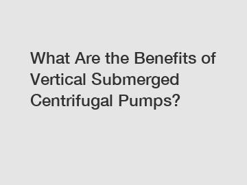 What Are the Benefits of Vertical Submerged Centrifugal Pumps?