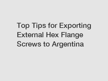 Top Tips for Exporting External Hex Flange Screws to Argentina