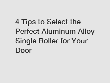 4 Tips to Select the Perfect Aluminum Alloy Single Roller for Your Door