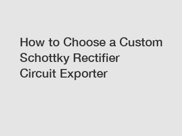 How to Choose a Custom Schottky Rectifier Circuit Exporter