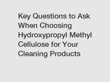 Key Questions to Ask When Choosing Hydroxypropyl Methyl Cellulose for Your Cleaning Products