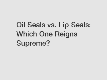 Oil Seals vs. Lip Seals: Which One Reigns Supreme?