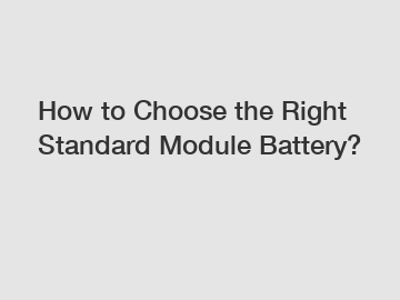 How to Choose the Right Standard Module Battery?