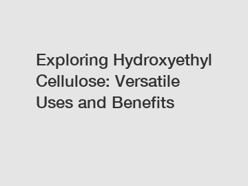 Exploring Hydroxyethyl Cellulose: Versatile Uses and Benefits