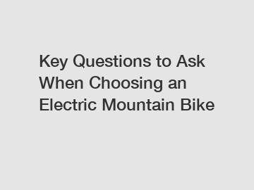 Key Questions to Ask When Choosing an Electric Mountain Bike