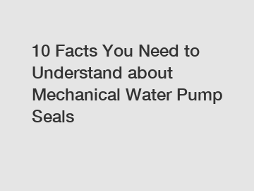 10 Facts You Need to Understand about Mechanical Water Pump Seals