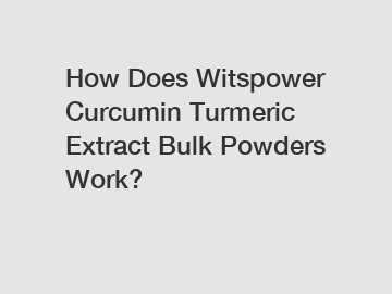 How Does Witspower Curcumin Turmeric Extract Bulk Powders Work?