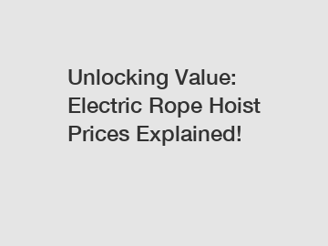 Unlocking Value: Electric Rope Hoist Prices Explained!