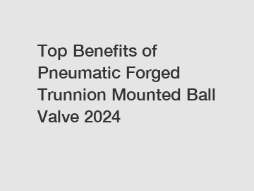 Top Benefits of Pneumatic Forged Trunnion Mounted Ball Valve 2024