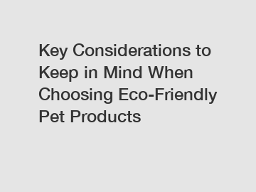 Key Considerations to Keep in Mind When Choosing Eco-Friendly Pet Products