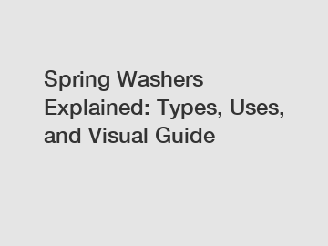 Spring Washers Explained: Types, Uses, and Visual Guide