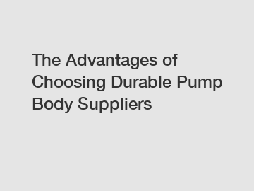 The Advantages of Choosing Durable Pump Body Suppliers