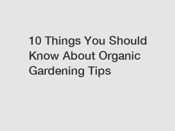 10 Things You Should Know About Organic Gardening Tips