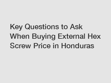 Key Questions to Ask When Buying External Hex Screw Price in Honduras