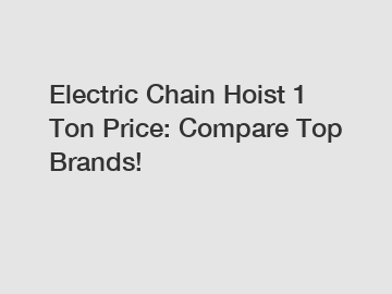 Electric Chain Hoist 1 Ton Price: Compare Top Brands!