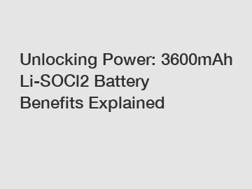 Unlocking Power: 3600mAh Li-SOCl2 Battery Benefits Explained