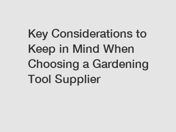 Key Considerations to Keep in Mind When Choosing a Gardening Tool Supplier