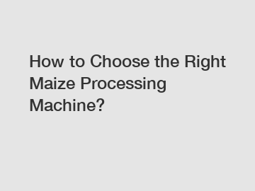 How to Choose the Right Maize Processing Machine? How to Choose the Right Maize Processing Machine?
