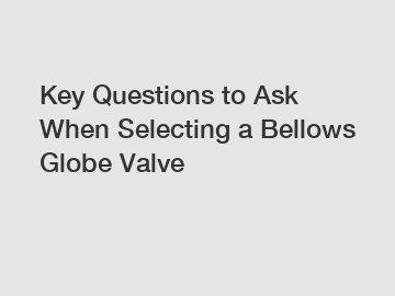 Key Questions to Ask When Selecting a Bellows Globe Valve