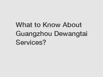 What to Know About Guangzhou Dewangtai Services?