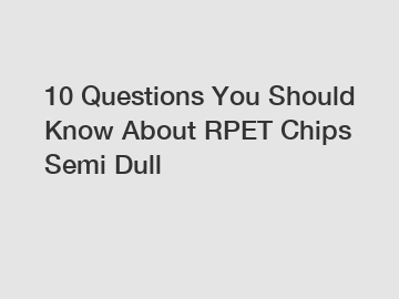 10 Questions You Should Know About RPET Chips Semi Dull