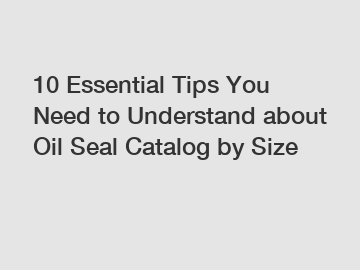 10 Essential Tips You Need to Understand about Oil Seal Catalog by Size