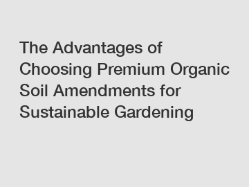 The Advantages of Choosing Premium Organic Soil Amendments for Sustainable Gardening