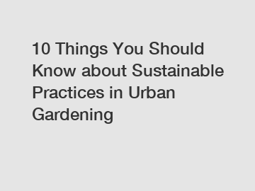 10 Things You Should Know about Sustainable Practices in Urban Gardening