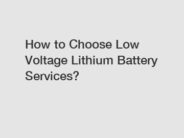 How to Choose Low Voltage Lithium Battery Services?