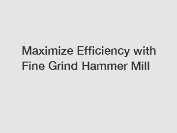 Maximize Efficiency with Fine Grind Hammer Mill