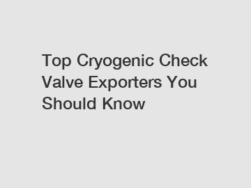 Top Cryogenic Check Valve Exporters You Should Know Top Cryogenic Check Valve Exporters You Should Know