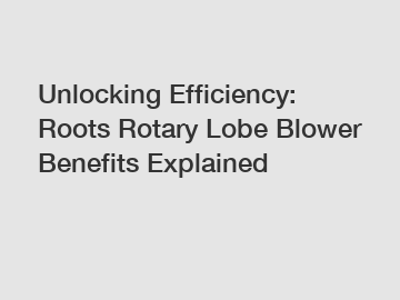 Unlocking Efficiency: Roots Rotary Lobe Blower Benefits Explained