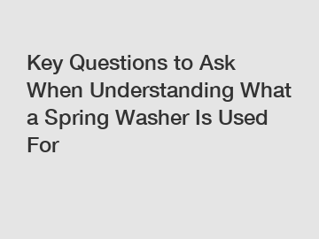 Key Questions to Ask When Understanding What a Spring Washer Is Used For
