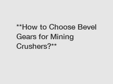 **How to Choose Bevel Gears for Mining Crushers?**